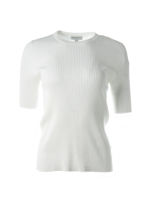 Repeat Short Sleeve Crew Neck with Rib Detailing
