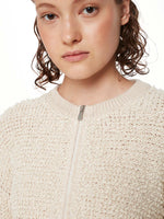 Peserico Tricot Cardigan with Flamed Cotton Yarn Antique White