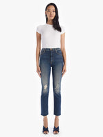 Mother Denim High Waisted Rider Ankle Fray Jeans