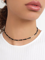 Melissa Kaye Lola Linked Necklace Black Enamel