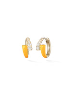 Melissa Kaye Lola Huggie Hoop Earrings Neon Orange Enamel