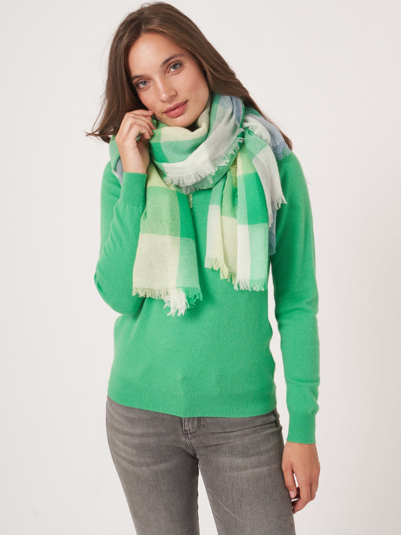 Repeat Wool/Organic Cashmere Woven Scarf Basil
