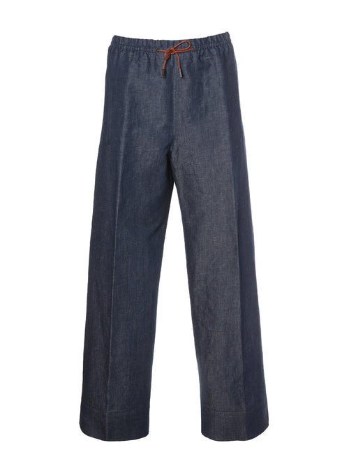 QL2 Tilde Cropped Relaxed Pants Navy