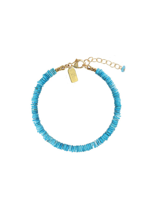 Margo Morrison Blue Turquoise Heishi Beads Bracelet Gold Fill