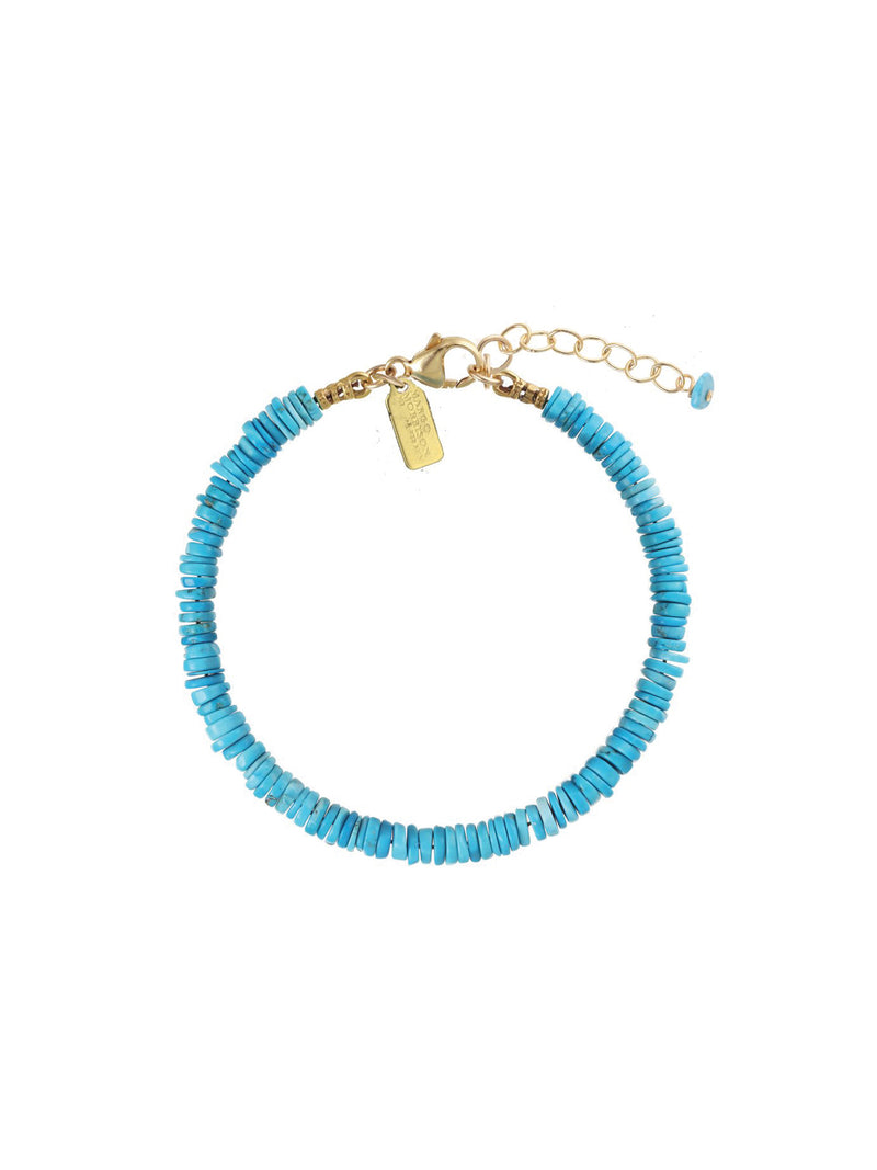 Margo Morrison Blue Turquoise Heishi Beads Bracelet Gold Fill