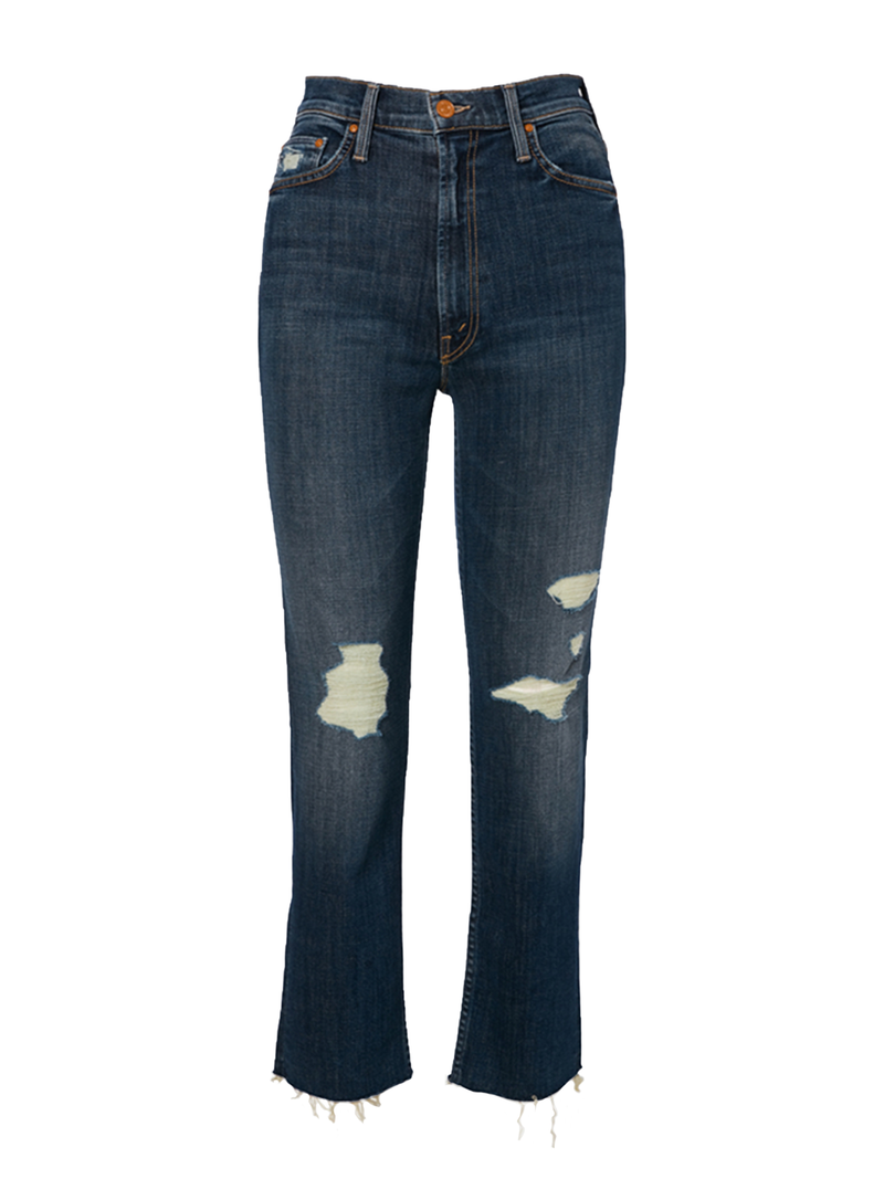 Mother Denim High Waisted Rider Ankle Fray Jeans