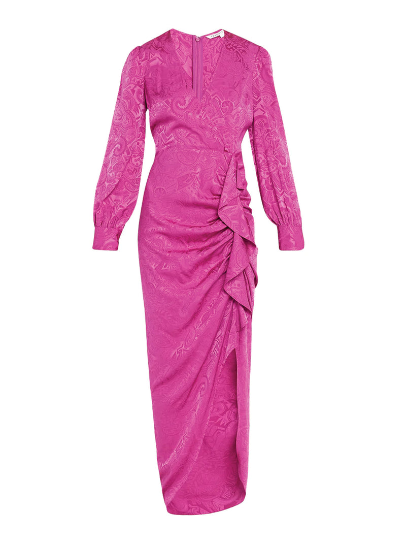 Veronica Beard Weiss Paisley Jacquard Dress Bright Magenta 