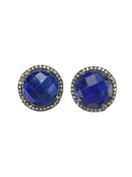 Margo Morrison Faceted Lapis and Diamond Stud Earrings - Special Order