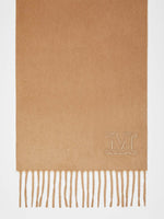 ALINE Wsdalia Stole in Pure Cashmere Yarn w. Monogram Camel