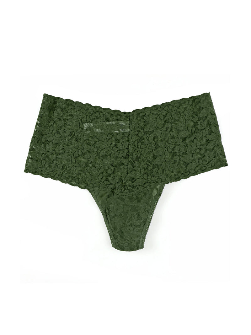 Hanky Panky Lace Retro Thong High Rise Bitter Olive