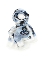 Marc Cain Large Scarf with Flower Print White Blue Floral